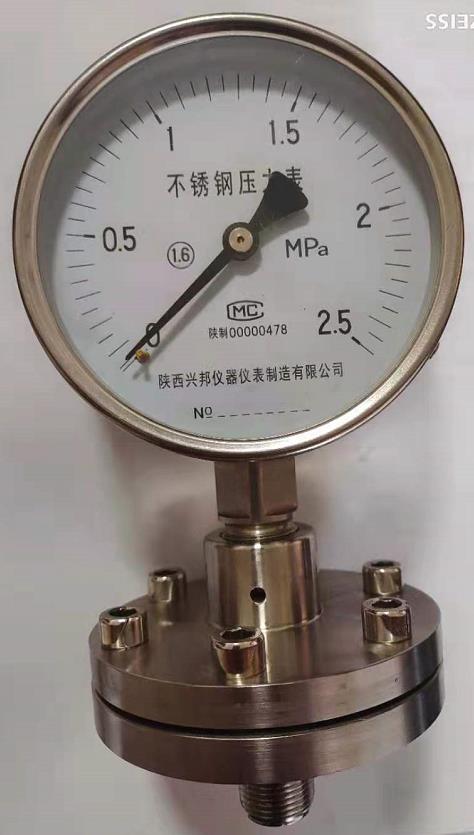 不銹鋼隔膜壓力表，YTPF-60/100/150,1.6級(jí)，-0.1-0-60MPA